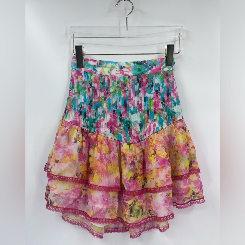 ROCOCO SAND tiered floral mini‎ skirt size small